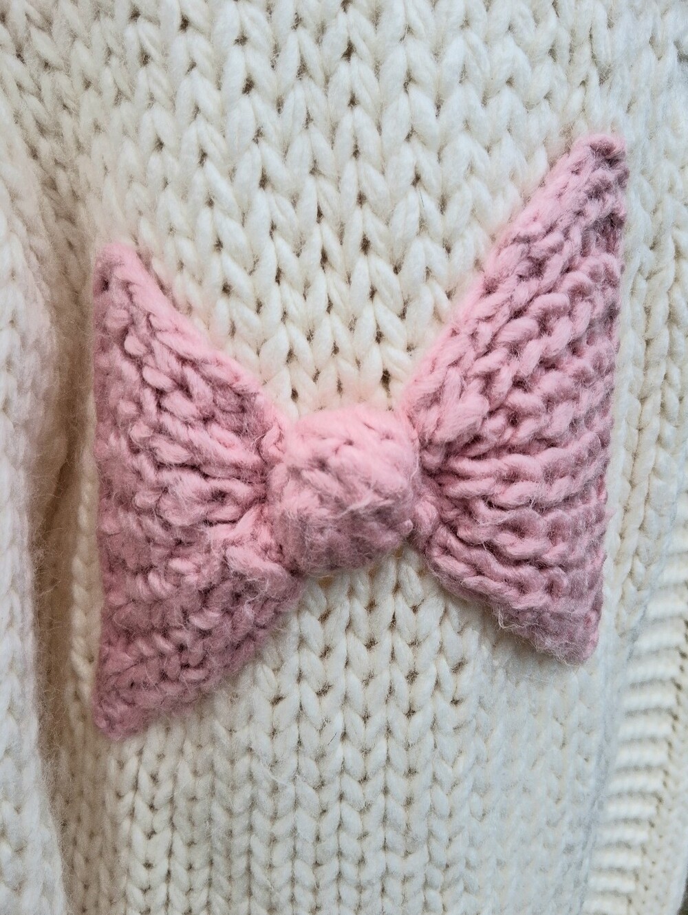 Altar'd State Victoria Bow Cardigan Cream Pink Knit Open Front Sweater Size XS - Picture 9 of 12